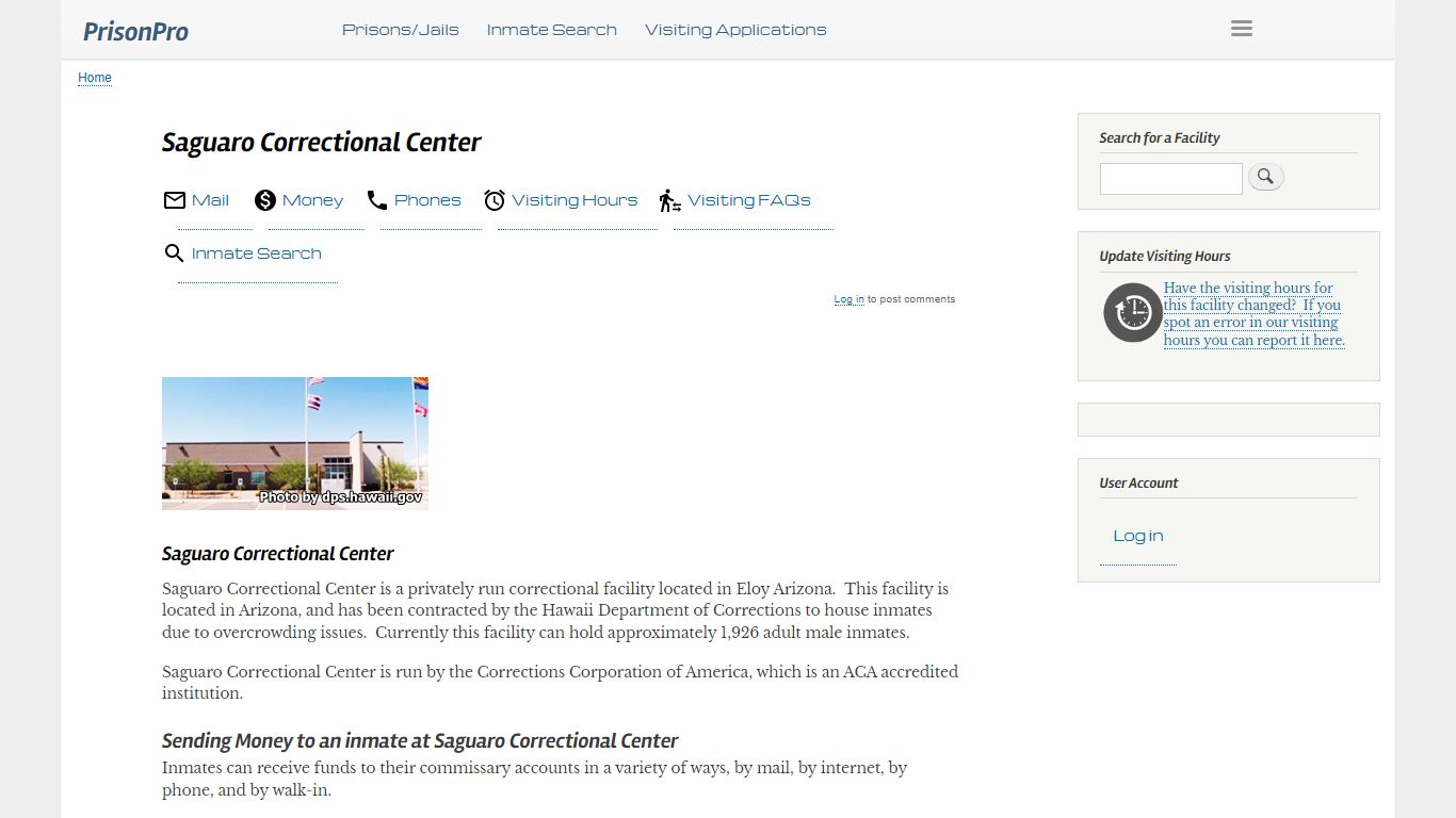 Saguaro Correctional Center Visiting hours, inmate phones ...
